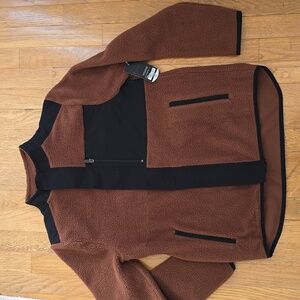 XERSION BRAND BOYS FRONT ZIPPERED BROWN AND BLACK JACKET SIZE LARGE 14/16 HUSKY